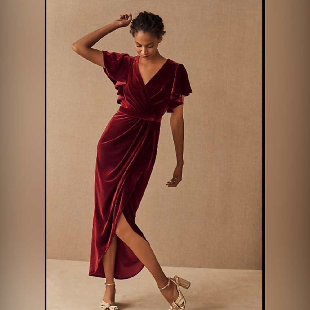 NWT BHLDN burgundy velvet dress Size 4